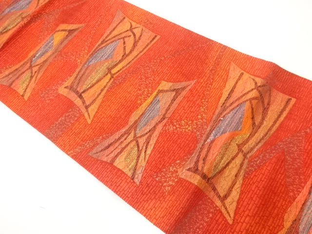 JAPANESE NAGOYA OBI / WOVEN ABSTRACT SHIKISHI PATTERN